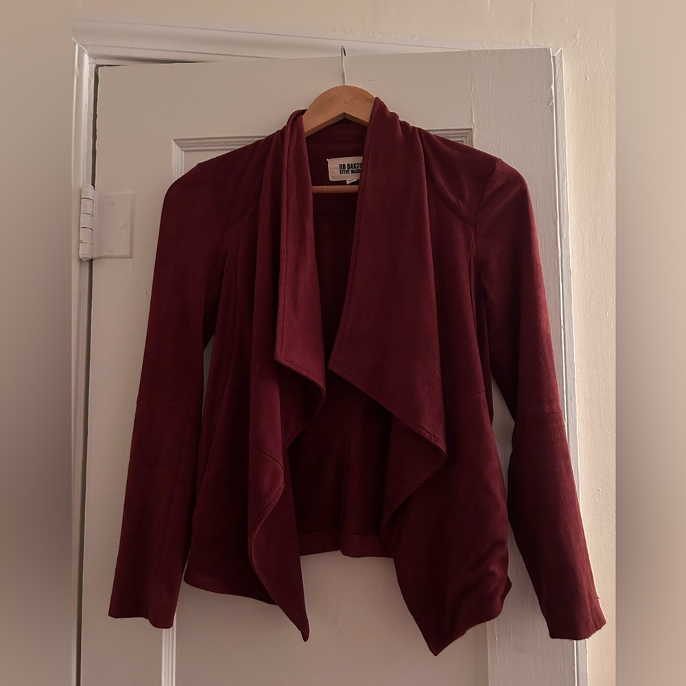 Burgundy Faux Suede Relaxed Blazer